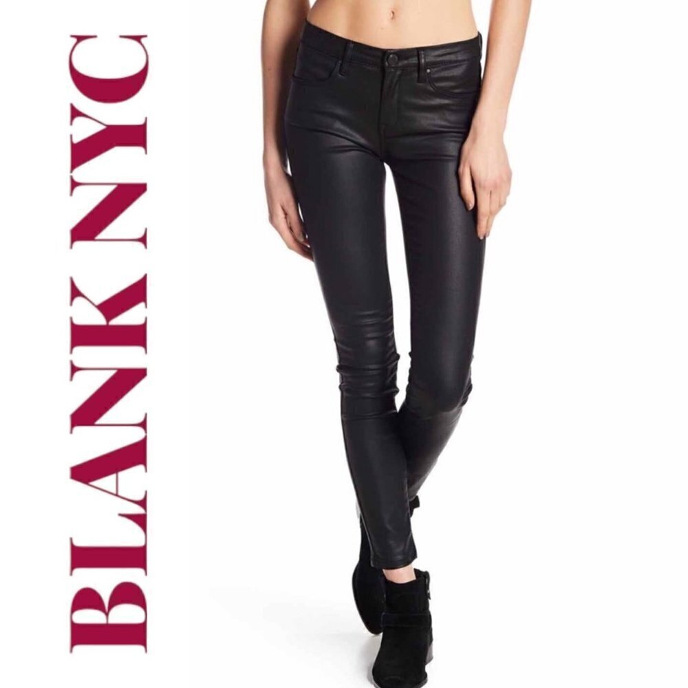 BLANK NYC Spray On Black Metallic Super Skinny Stretchy Ankle Pants, Size 27 - Picture 4 of 15